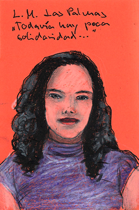 ARTEPostal Karte 0716-8, Mädchenportrait, Kreide auf rotem Papier